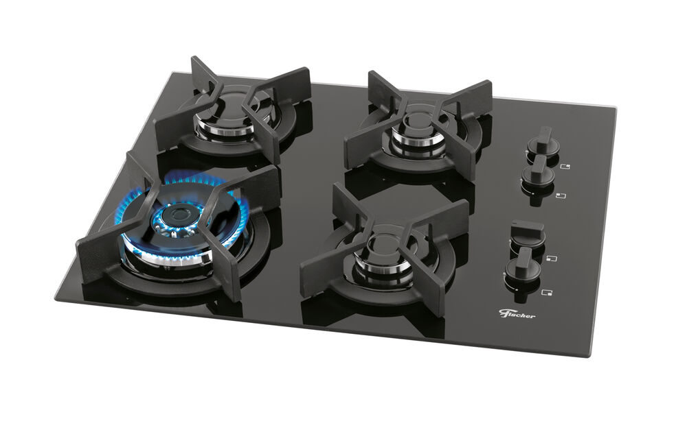 Cooktop a Gás Fischer 4 Bocas TC Infinity Vidro Preto