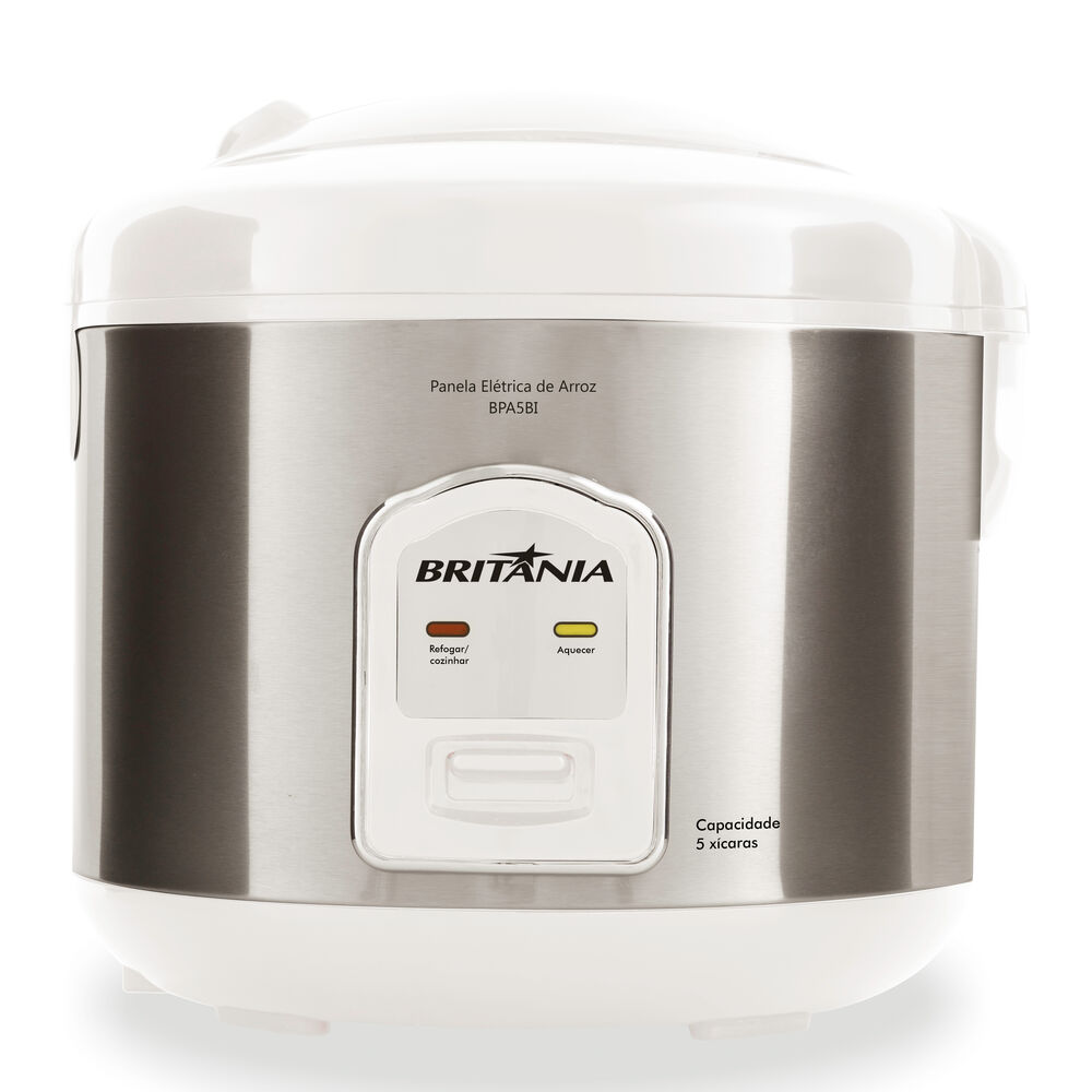 Panela de Arroz Britânia 5 Xícaras BPA5BI Inox/Branco