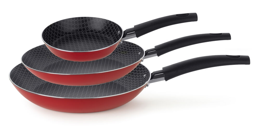 Jogo de Frigideiras Multiflon Francesa Vermelha 3 Peças