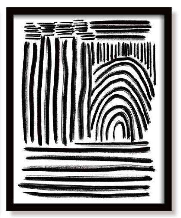 Quadro Abstrato Line Two 54x43cm Moldura Preta Quadrado Diagonal