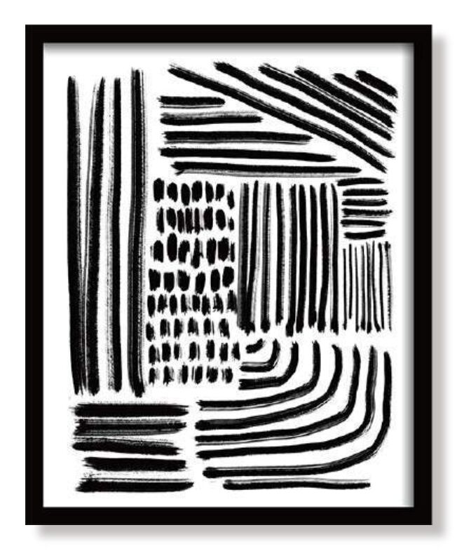 Quadro Diagonal Abstrato Line On 54x43cm Moldura Preta Quadrado