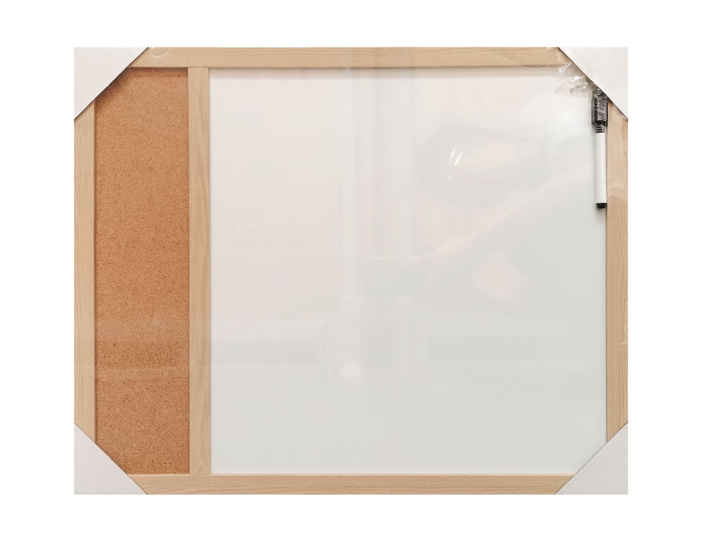 Mural e Lousa Diagonal 54x44cm Moldura com Cortiça Branco/Madeira