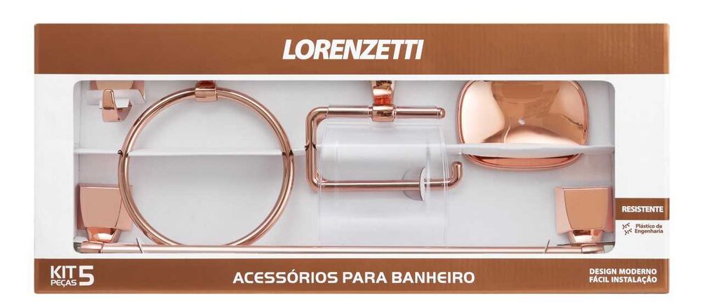 Kit de Acessórios 5 Peças para Banheiro 200 F24 Rose Gold Lorenzetti