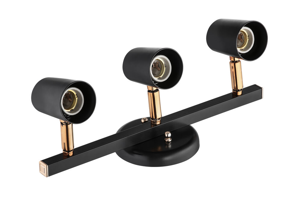 Trilho Linha Versátil 3 Lâmpadas E27 Preto/Cobre 424/3 PR/CO Dital