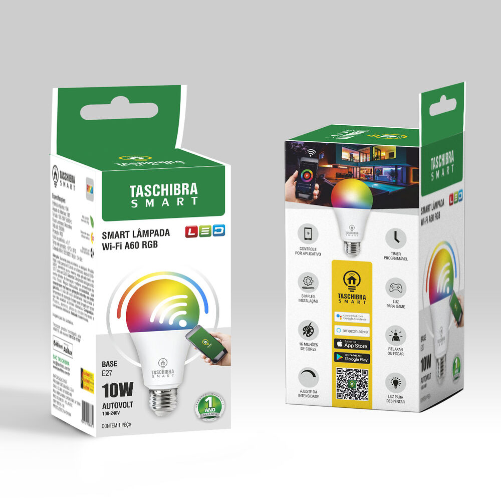 Lâmpada LED Bulbo Taschibra A60 RGB 10W Smart Wifi