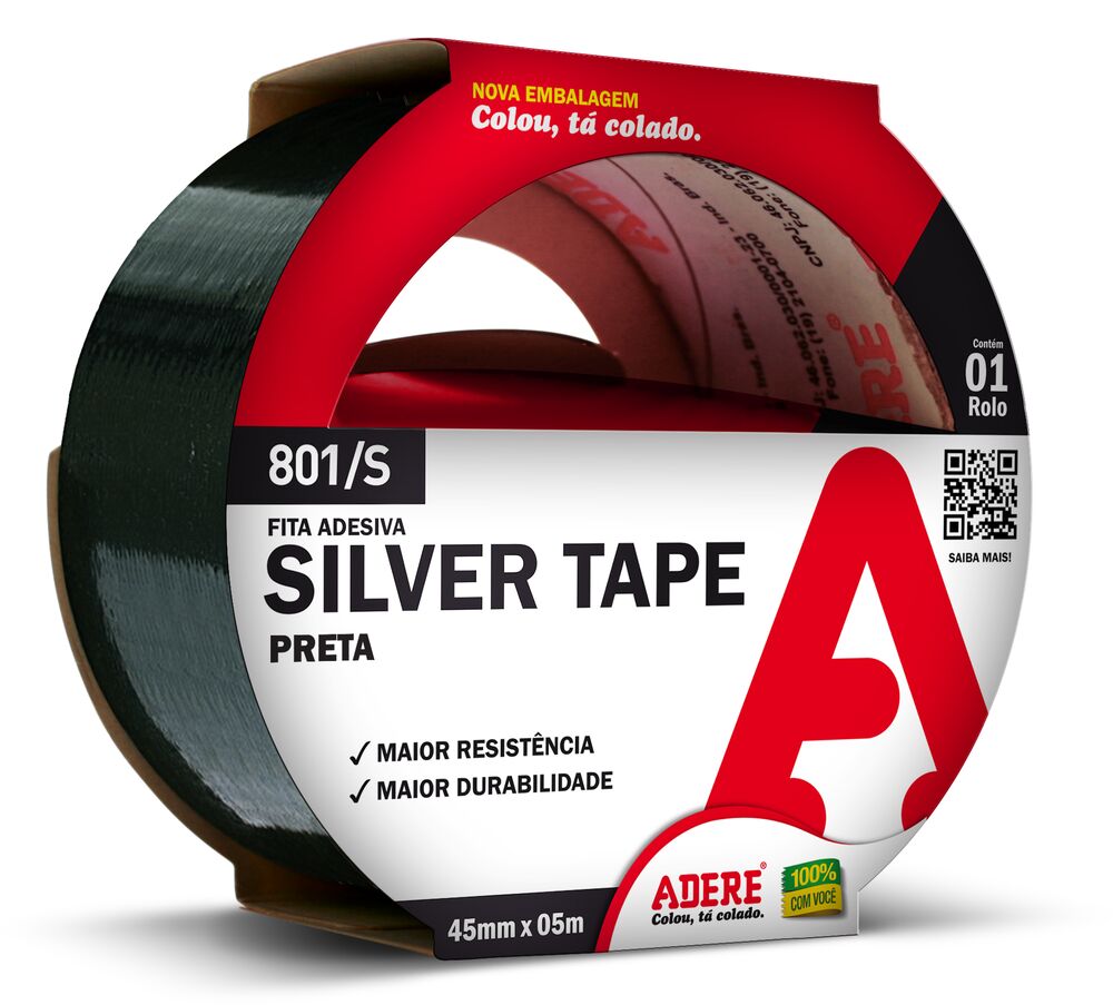 Fita Silver Tape Adere 45mmx5cm Preta