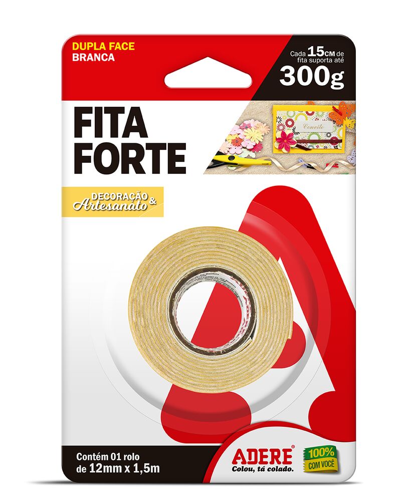 Fita Dupla Face Adere 12mmx1,5m Branca