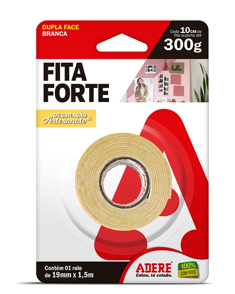 Fita Dupla Face Adere 19mmx1,5m Bege