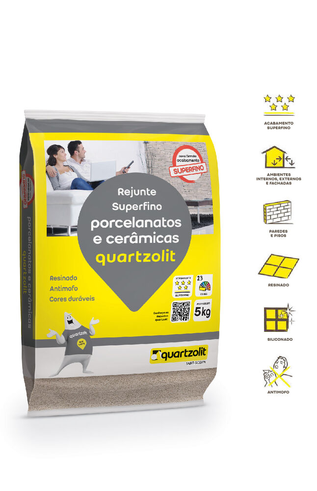 Rejunte Porcelanato Quartzolit Cinza Ártico 5kg