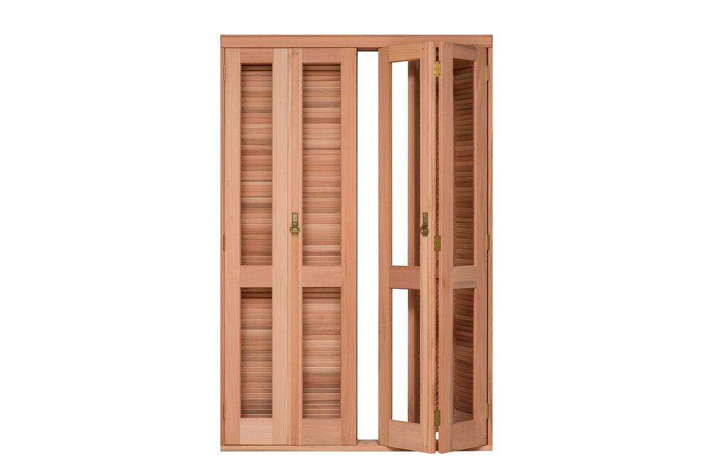 Porta de Correr Veneziana Madeira Eucalipto Madecen 2,13x2,00m 4 Folhas para Vidro Liso