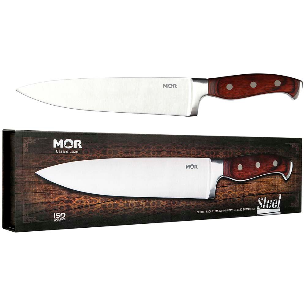 Faca com Cabo de Madeira Mor 8 Steel