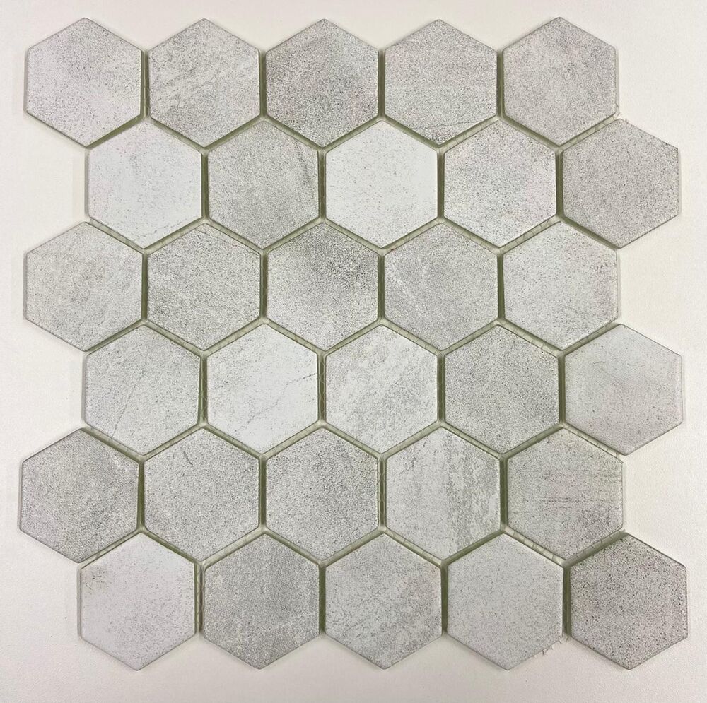 Pastilha de Vidro Hexagonal Brilhante Cinza 5,2X6 Van Gogh
