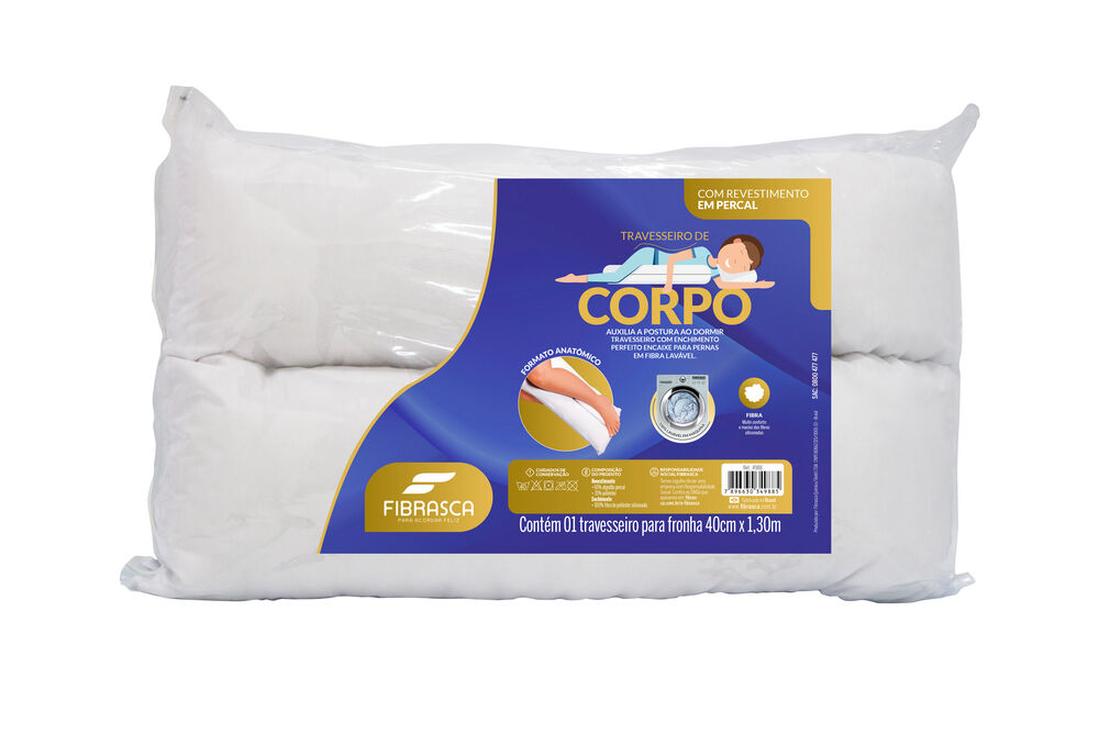 Travesseiro de Corpo 40x130cm Branco Fibrasca