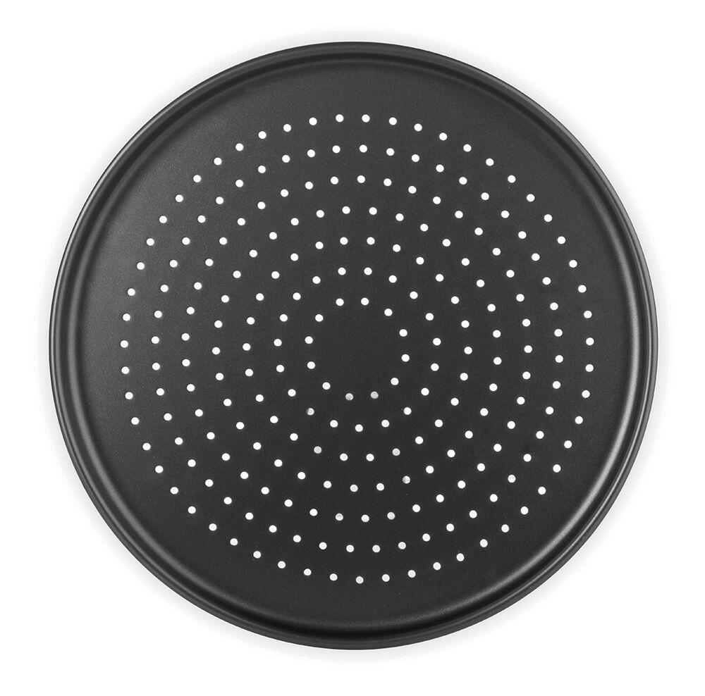 Forma Antiaderente Furada para Pizza Multiflon 35cm Preta