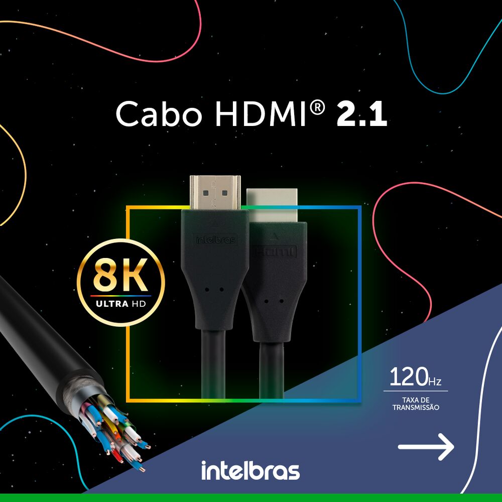 Cabo HDMI 2.1 de 2,0m CH 2120 Preto Intelbras