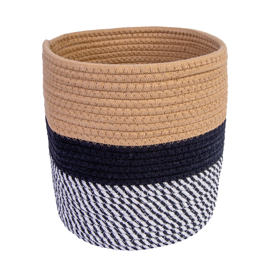 Cesta Decorativa 25cm Marrom e Preto Diagonal