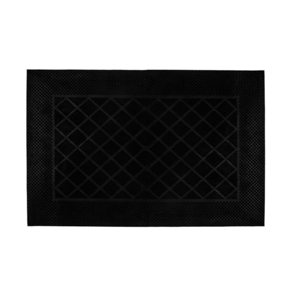 Capacho Geométrico de Borracha 40x60cm Preto Diagonal