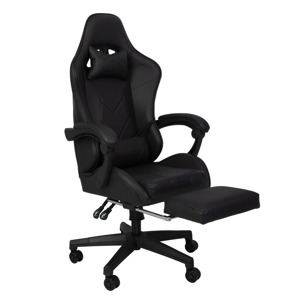 Cadeira de escritório Player com braços Preto Diagonal