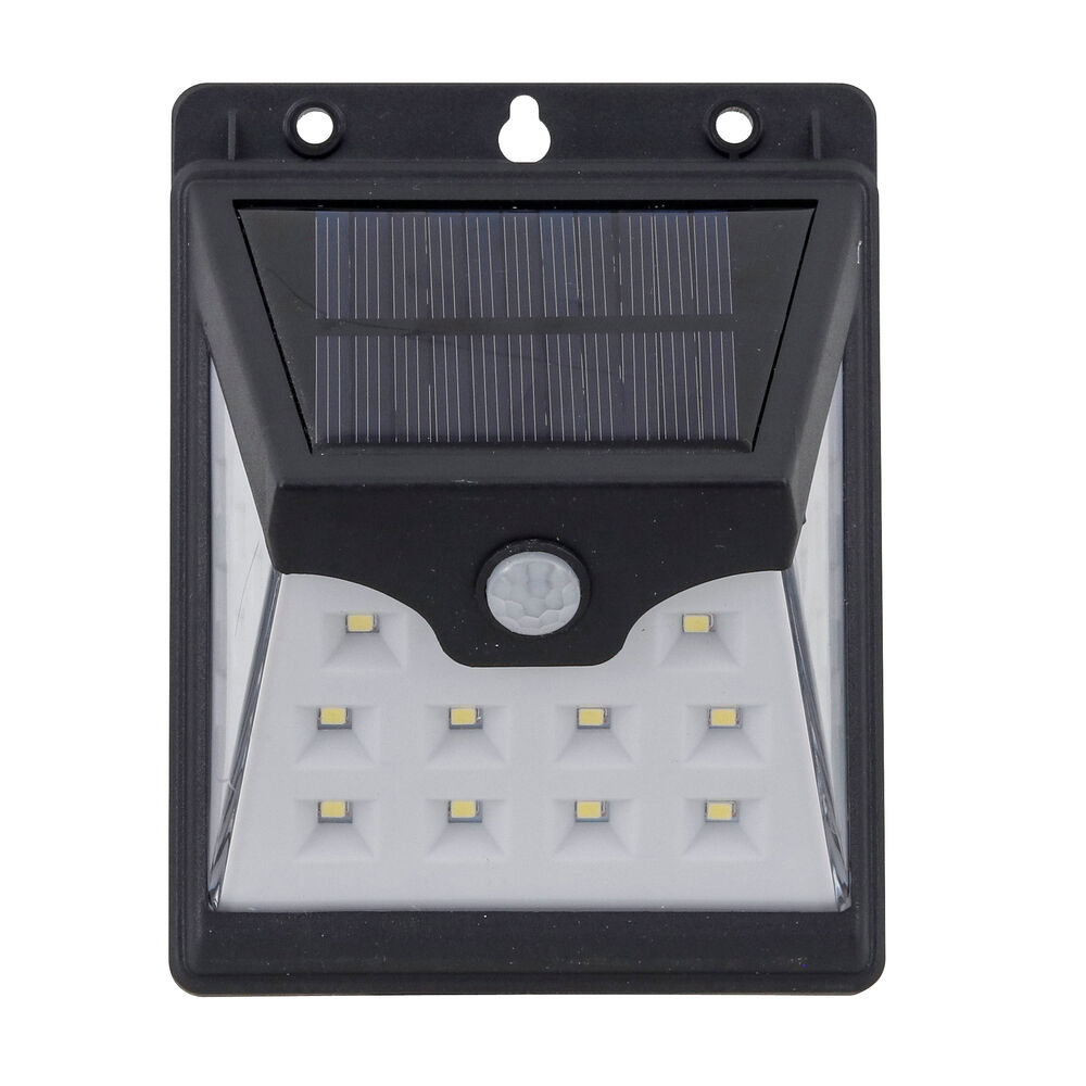 Luminária Solar Solon com Sensor Preto 3000K Luz Amarela Gaya