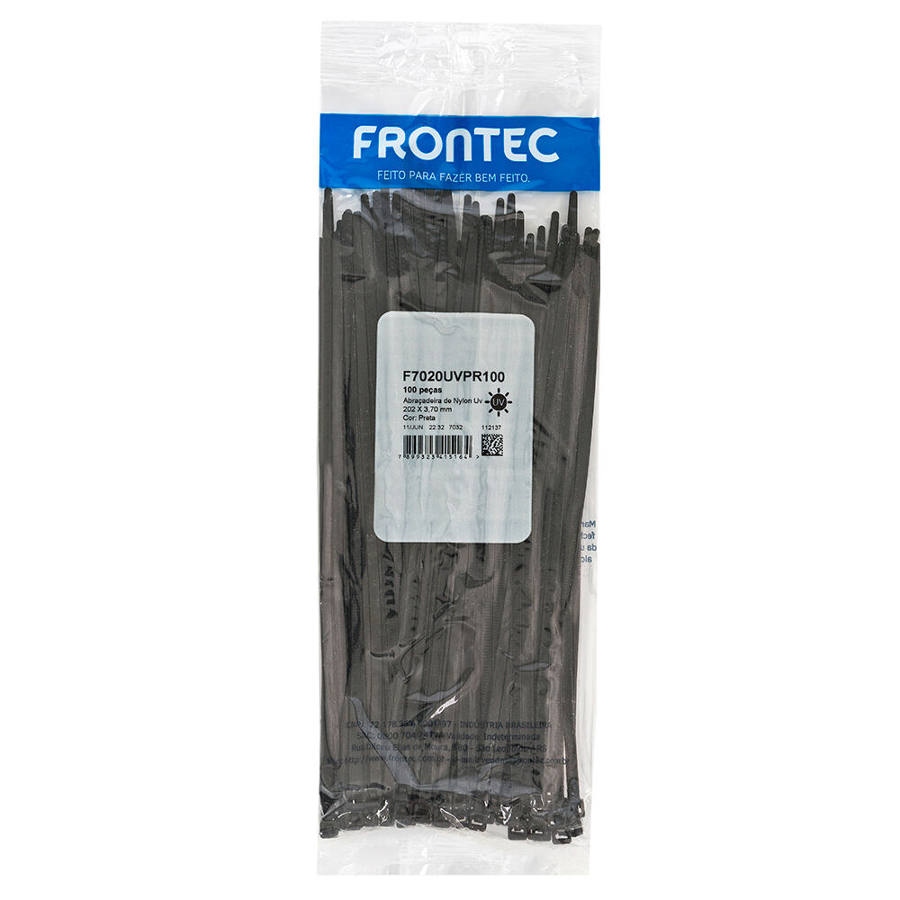 Abraçadeira Nylon 3,7x202mm Preto 100 Peças Frontec