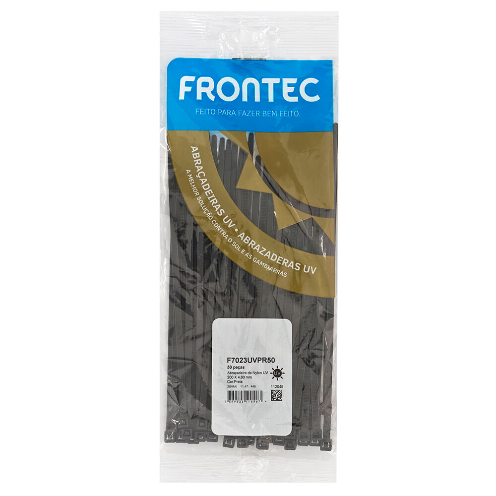 Abraçadeira Nylon 4,8x200mm Preto 50 Peças Frontec