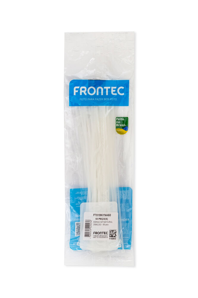 Abraçadeira Nylon 2,5x209mm Natural 50 Peças Frontec