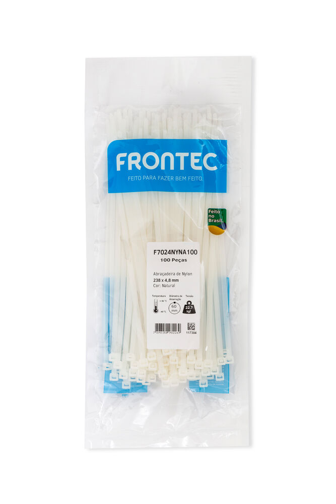 Abraçadeira Nylon 4,8x238mm Natural 100 Peças Frontec