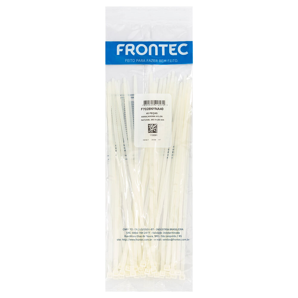 Abraçadeira Nylon 4,8x238mm Natural 40 Peças Frontec
