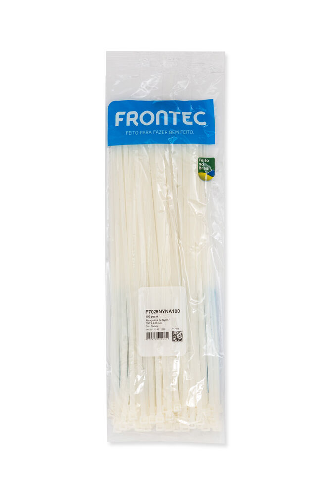 Abraçadeira Nylon  4,8x300mm Natural 100 Peças Frontec