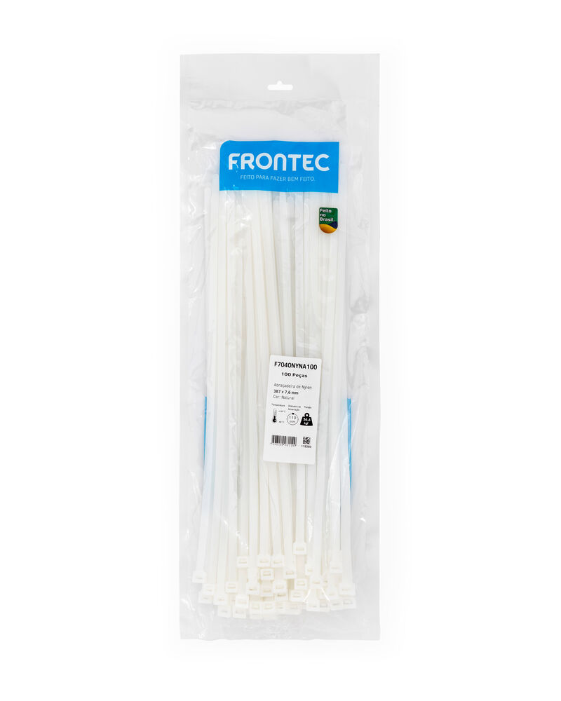 Abraçadeira Nylon 100 Peças 4,8x400mm Natural Frontec