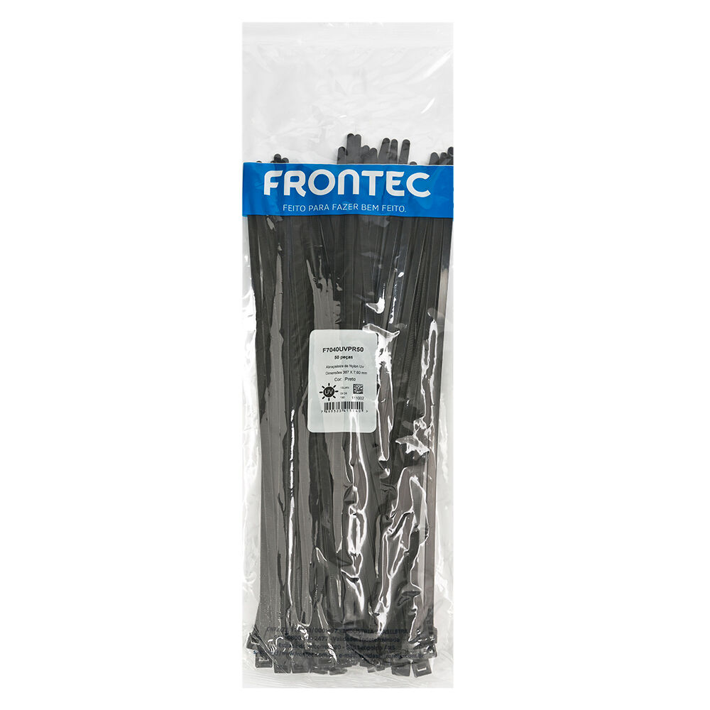 Abraçadeira Nylon 7,6x387mm Preto 50 Peças Frontec