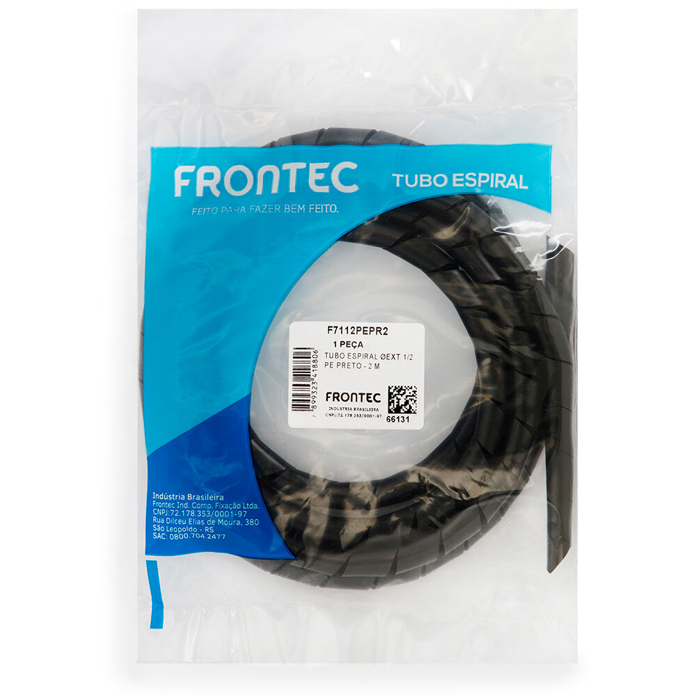 Organizador de Fios Frontec 2m 1/2 Tubo Espiral Preto