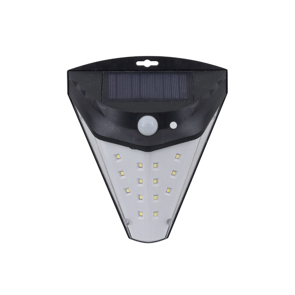 Luminária Solar Haifa com Sensor Preto Luz Amarela Gaya