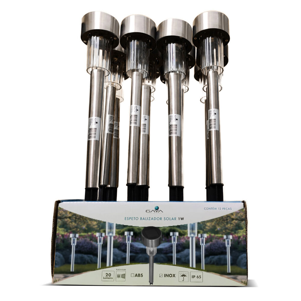 Espeto Balizador Solar LED 1W 6500K Inox Gaya