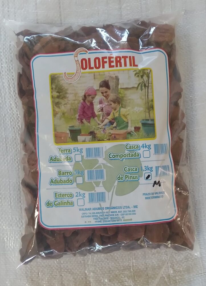 Casca Pinus Média Solo Fértil 1,3kg