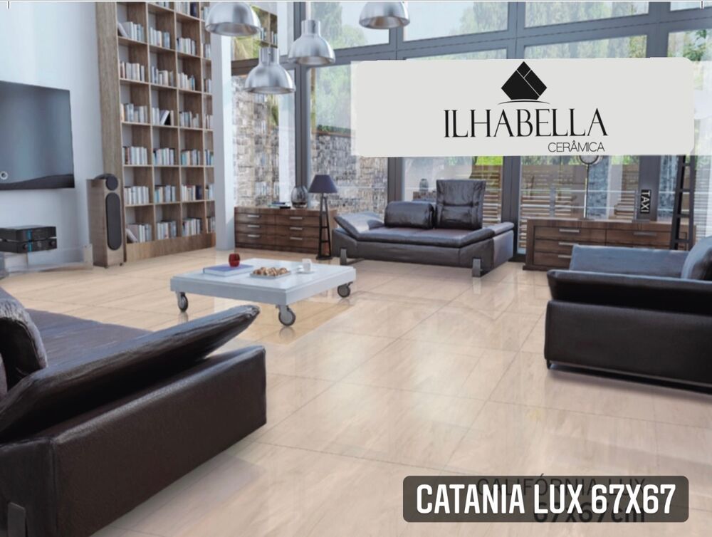 Piso Cerâmico Catania Lux Retificado Brilhante 68x68 Ilhabellla