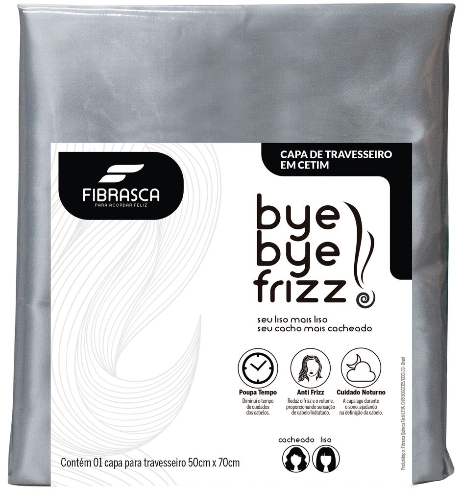Fronha Bye Bye Frizz Cetim Prata 0,50x0,70m Fibrasca