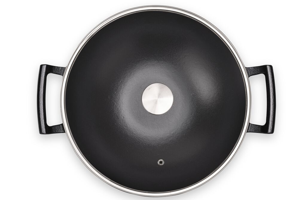 Wok Saute com Tampa 4,4L Preta Brinox
