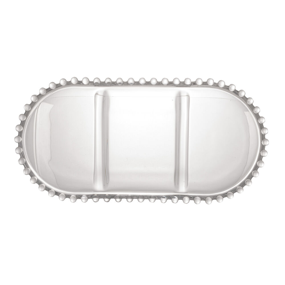 Petisqueira Oval 3 Divisões Pearl Transparente Rojemac