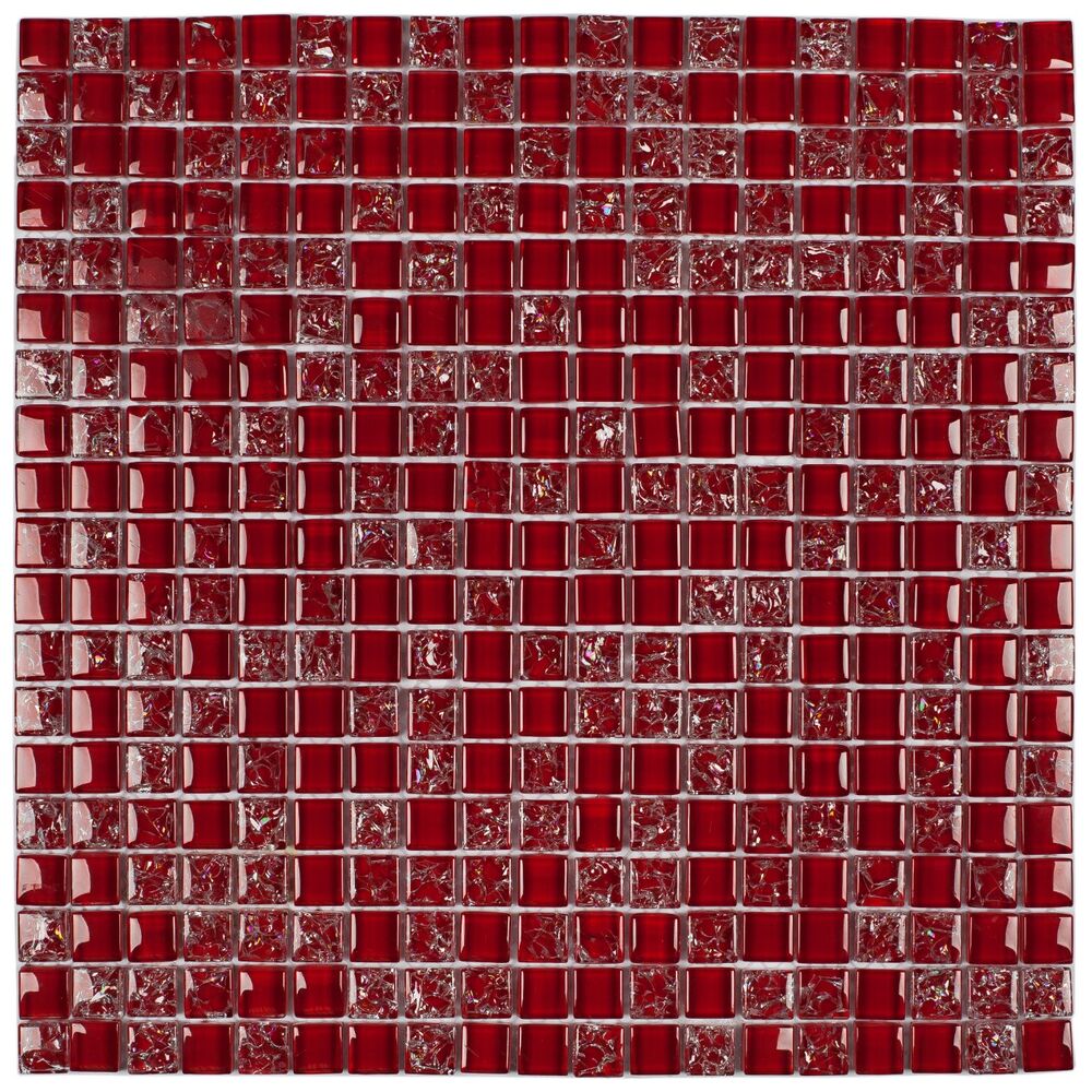 Pastilha Autoadesiva Galiano 30x30 Vermelho Extra Glass Mosaic