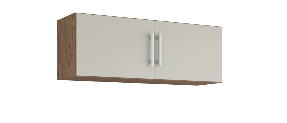 Armário Aéreo Flex para Cozinha 1,14 Amêndoa e Branco MGM Gabinetes