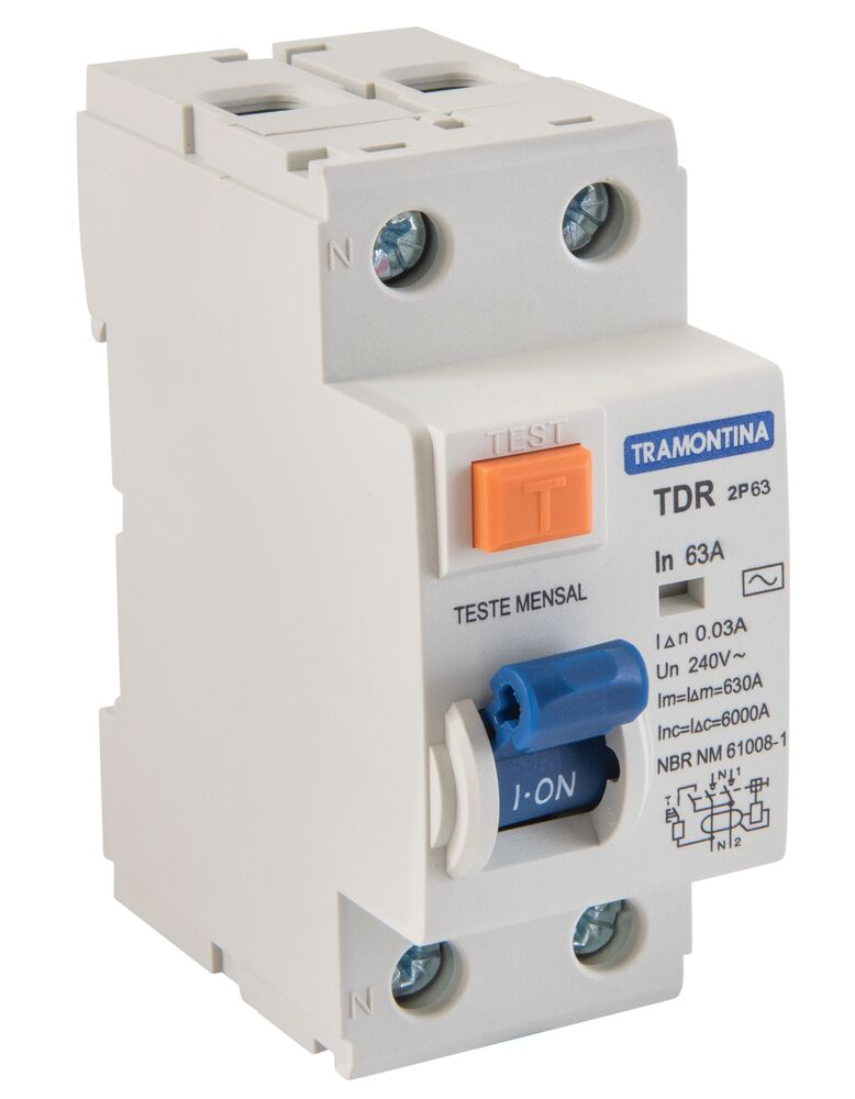 Interruptor TDR-63 2P 63A 30mA 6KA Branco Tramontina