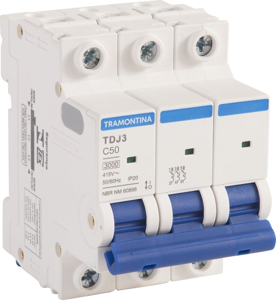 Minidisjuntor TDJ3 50A Tripolar Branco Tramontina