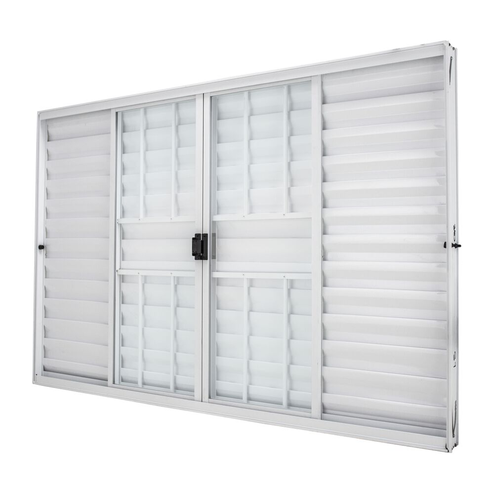 Janela de Correr de Vidro com grade 6 Folhas 2 Fixas 120x100 Branco CRV