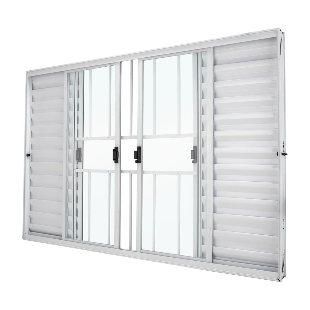 Janela Classic Veneziana 6 Folhas 2 Fixas 1,00x1,00 Branca Crv