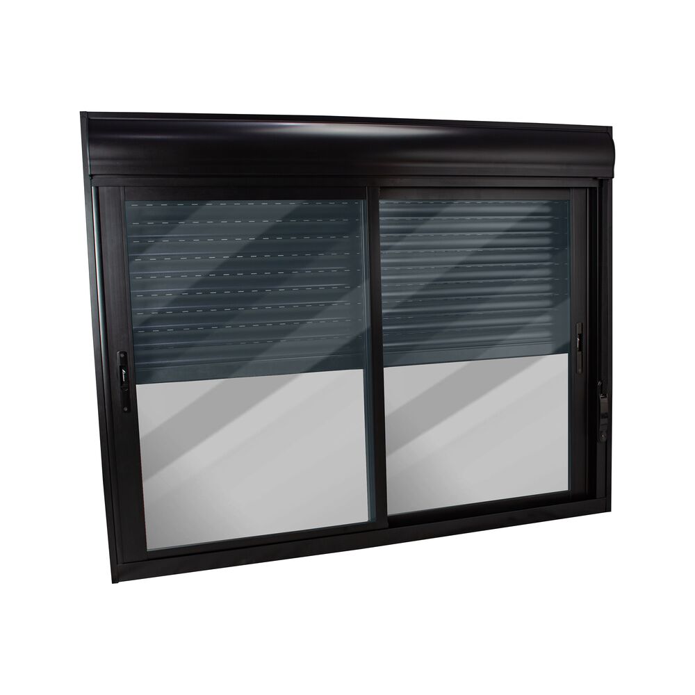 Janela Veneziana de Vidro 2 Folhas com Controle 150x120 Preto Fosco CRV
