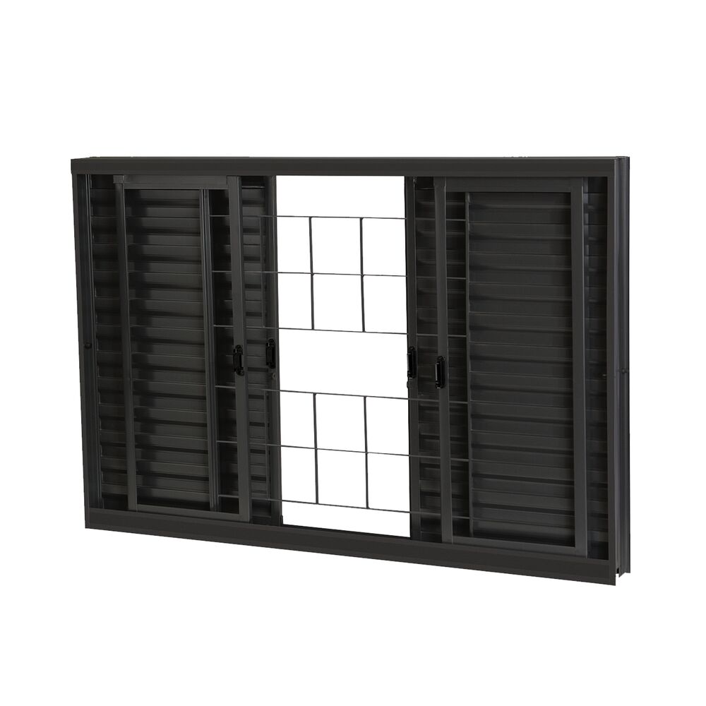 Janela Standard Prime Veneziana  Com Grade 1,50x1,00 Preta Crv