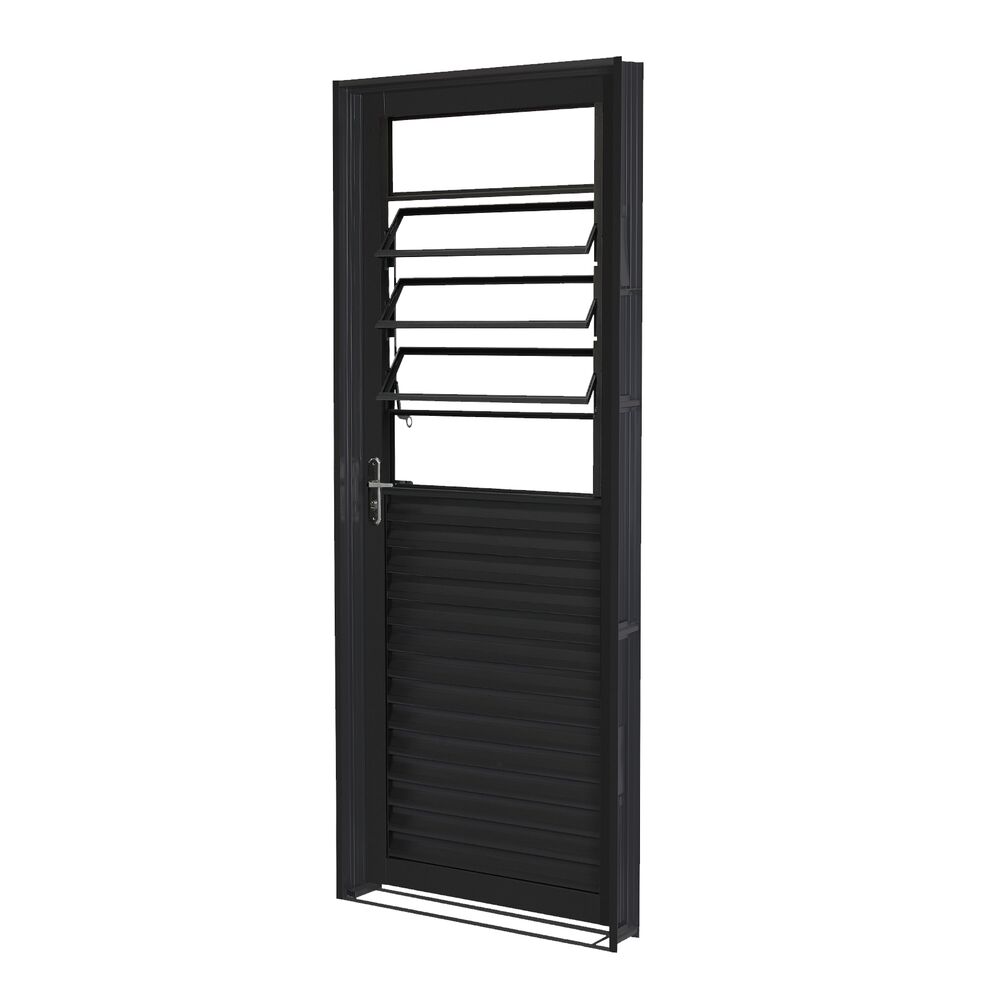 Porta Standart Prime Basculante Mista Esquerda 0,84x2,15 Preta Crv