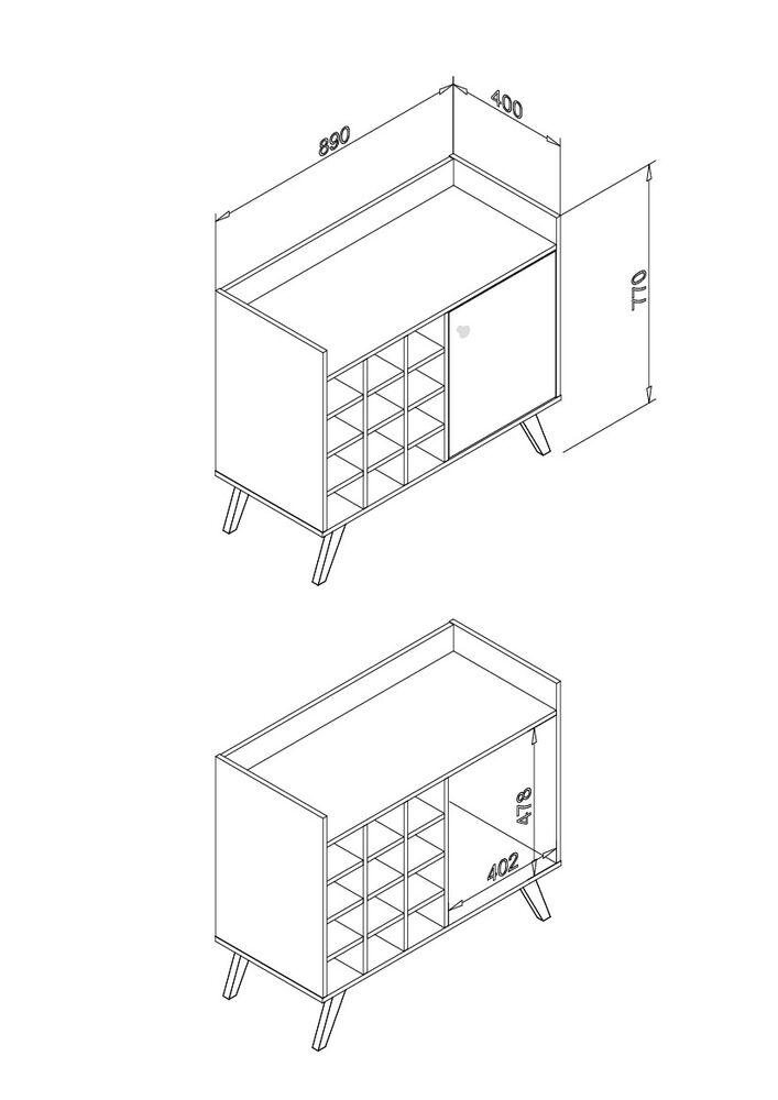 Aparador Rack 1 Porta Garrafeiro 89x77x40 Rustico Movelbento