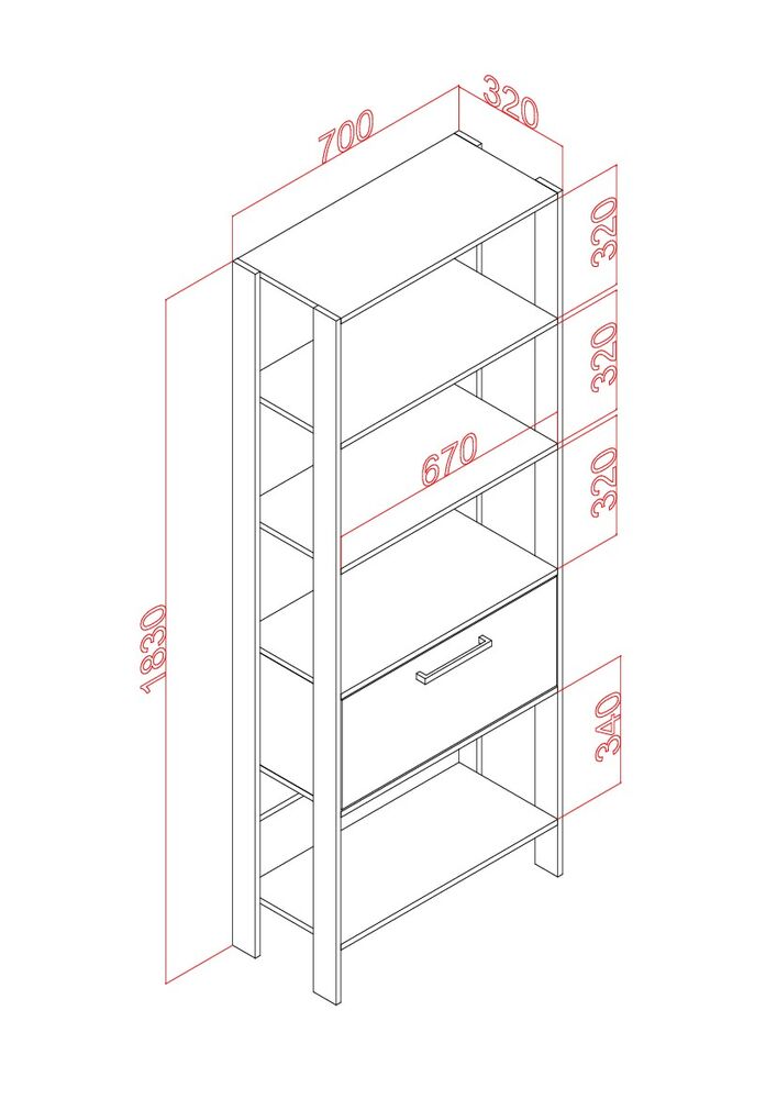 Estante Torre Basculante 70x184x32 Rustico e Preto Movelbento